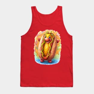 Hot Dog Anime Face Tank Top